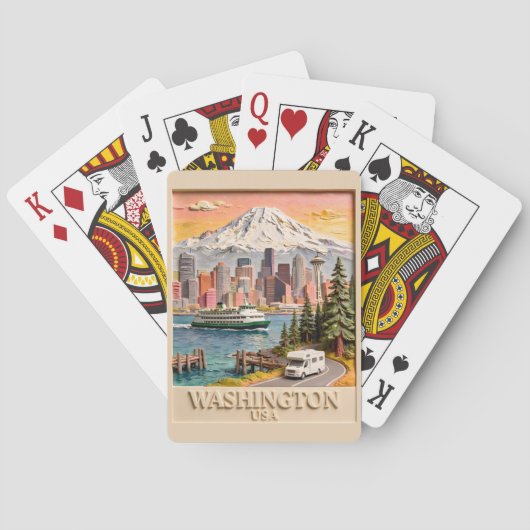 Seattle Washington Roadtrip Getextureerde Stadshem Pokerkaarten (Achterkant)