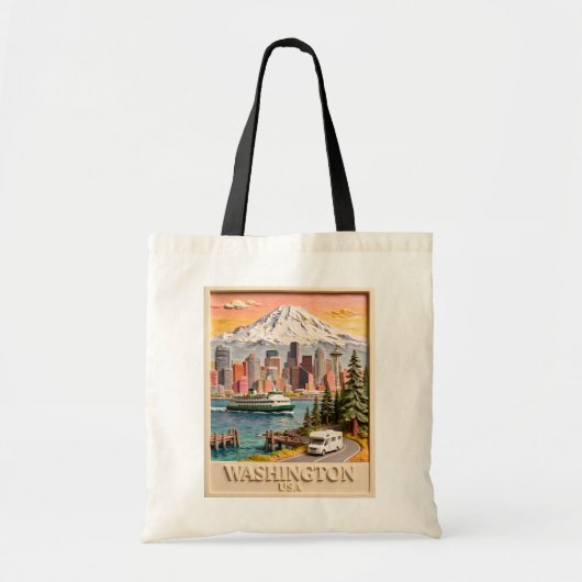 Seattle Washington Roadtrip Getextureerde Stadshem Tote Bag (Voorkant)