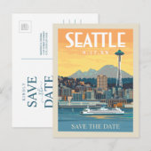 Seattle, Washington | Save the date Uitnodiging Briefkaart (Voorkant / Achterkant)