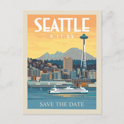 Seattle, Washington | Save the date Uitnodiging Briefkaart (Voorkant)