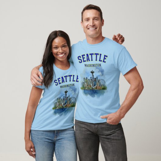 Seattle Washington: Seattle Skyline & Space Needle T-shirt (Unisex)