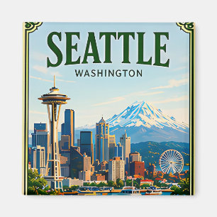 🌲 Seattle Washington Silhouet En Space Needle Magneet