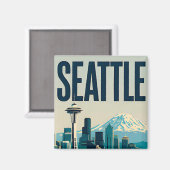 🌲 Seattle Washington Silhouet Magneet (Voorkant / Achterkant)