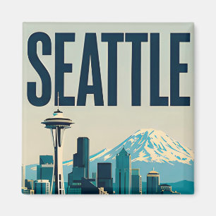 🌲 Seattle Washington Silhouet Magneet