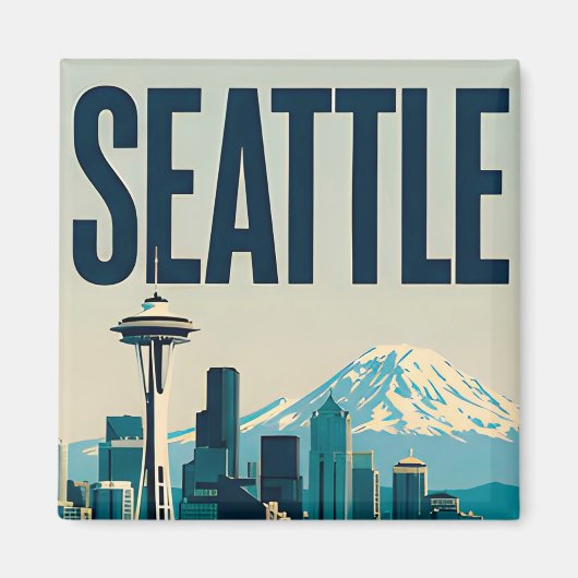 🌲 Seattle Washington Silhouet Magneet (Voorkant)