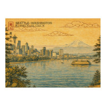 Seattle Washington Silhouette in Japanse Ukiyo-e