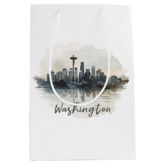 Seattle, Washington Silhouette Medium Cadeauzakje (Voorkant)