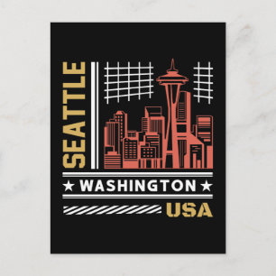 Seattle Washington Silhouette Retro Stedelijk Ontw Briefkaart