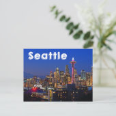 Seattle , Washington Skyline bij nacht USA Briefkaart (Staand voorkant)