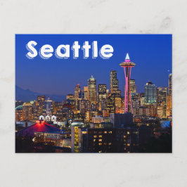 Seattle , Washington Skyline bij nacht USA Briefkaart