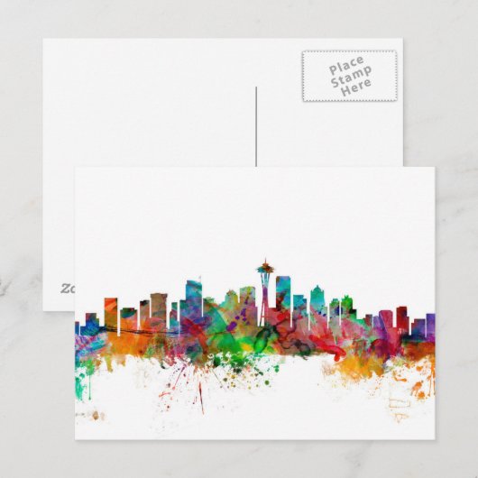 Seattle Washington Skyline Briefkaart (Voorkant / Achterkant)