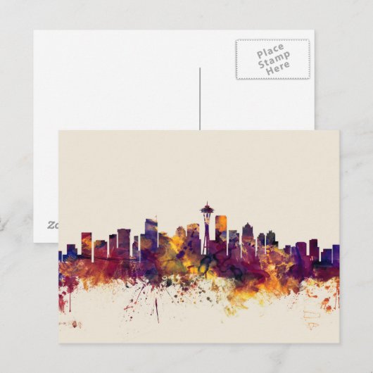 Seattle Washington Skyline Briefkaart (Voorkant / Achterkant)