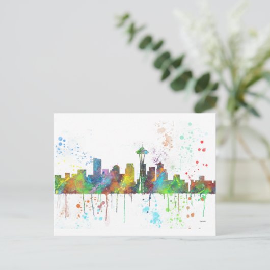 SEATTLE WASHINGTON SKYLINE BRIEFKAART (Staand voorkant)