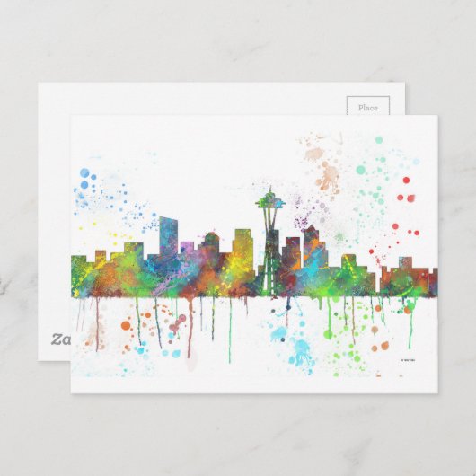 SEATTLE WASHINGTON SKYLINE BRIEFKAART (Voorkant / Achterkant)
