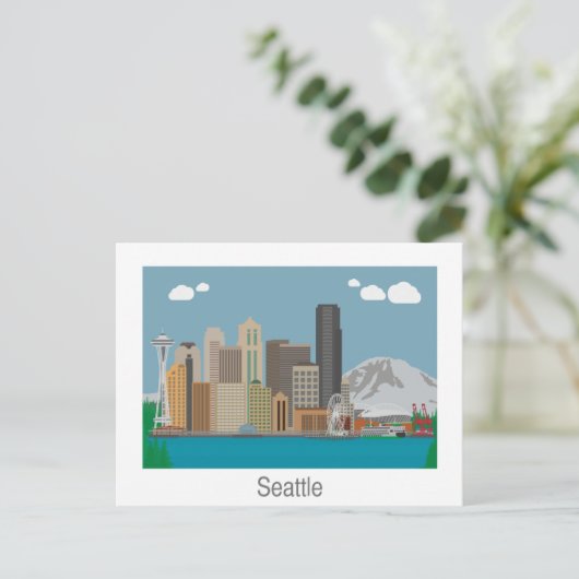 Seattle, Washington Skyline Briefkaart (Staand voorkant)