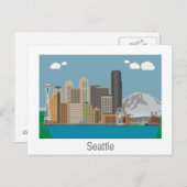 Seattle, Washington Skyline Briefkaart (Voorkant / Achterkant)