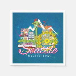SEATTLE WASHINGTON SKYLINE CITYSCAPE DECOUPAGE SERVET