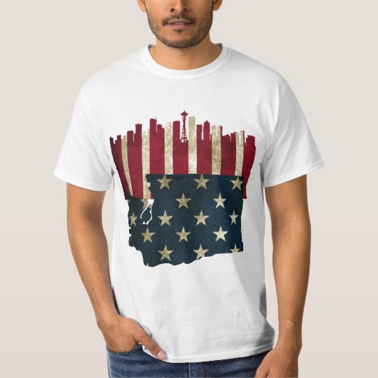 Seattle, Washington Skyline Flag Shirt (Voorkant)