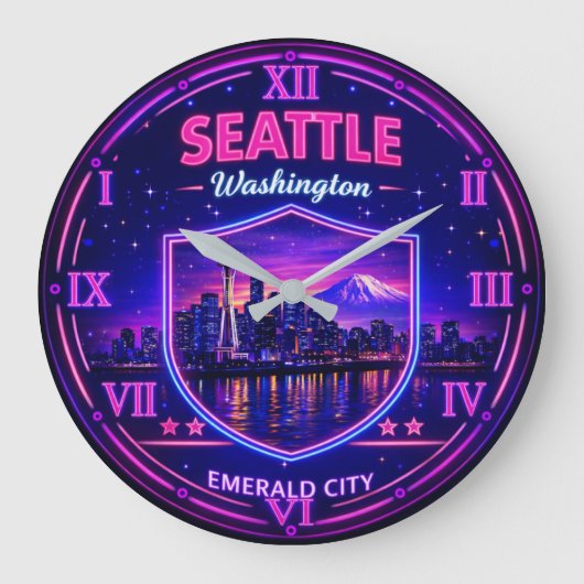 Seattle Washington Skyline Grote Klok (Voorkant)