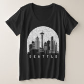 Seattle Washington Skyline Grote Maat T-shirt (Design voorkant)