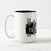 Seattle, Washington skyline in zwarte inkt Tweekleurige Koffiemok (Links)