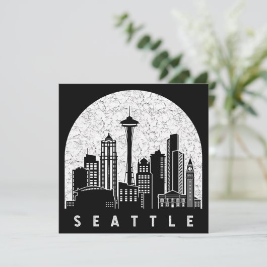 Seattle Washington Skyline Kaart (Staand voorkant)