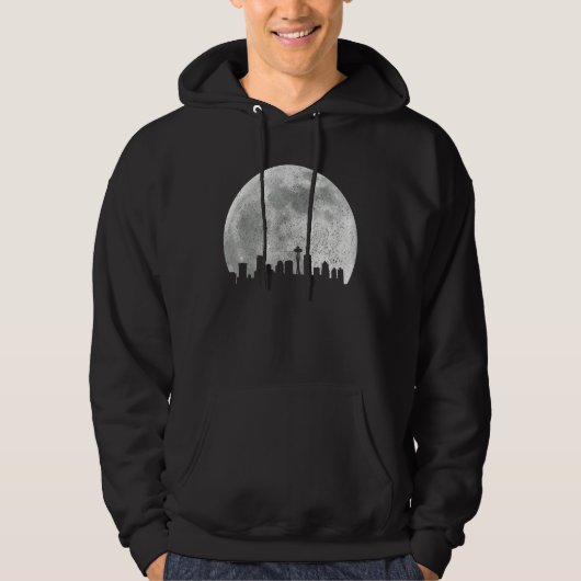 Seattle Washington Skyline Moon Pride Seat Hoodie (Voorkant)