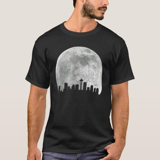 Seattle Washington Skyline Moon Pride  Seat T-shirt (Voorkant)