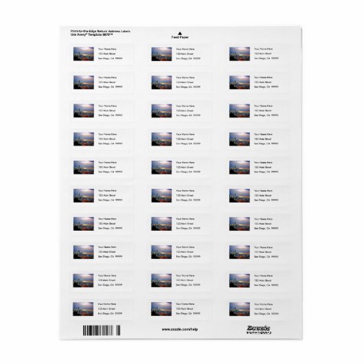 Seattle Washington Skyline op Sunset TEXT SEATTLE Etiket (Full Sheet)