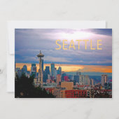 Seattle Washington Skyline op Sunset TEXT SEATTLE Kaart (Voorkant)