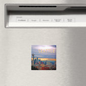 Seattle Washington Skyline op Sunset TEXT SEATTLE Magneet (Insitu (Vaatwasser))