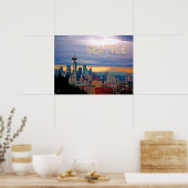 Seattle Washington Skyline op Sunset TEXT SEATTLE Poster (Keuken)