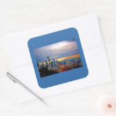 Seattle Washington Skyline op Sunset TEXT SEATTLE Vierkante Sticker (Envelop)