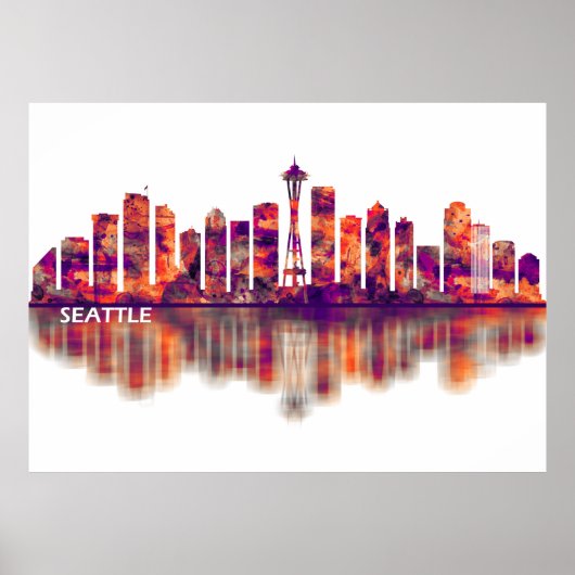 Seattle Washington Skyline Poster (Voorkant)