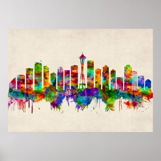 Seattle Washington Skyline Poster (Voorkant)