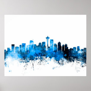 Seattle Washington Skyline Poster