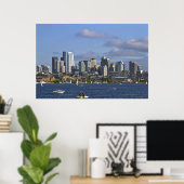 Seattle Washington Skyline, Poster van het meer (Thuiskantoor)