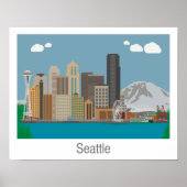 Seattle, Washington Skyline Print - Poster/Canvas (Voorkant)