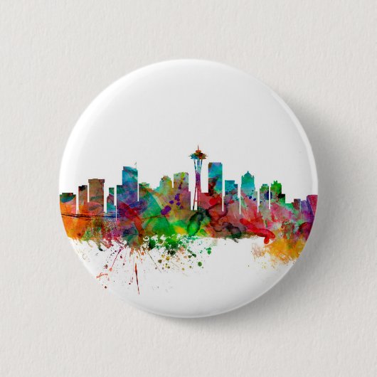 Seattle Washington Skyline Ronde Button 5,7 Cm (Voorkant)