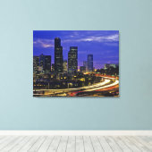 Seattle, Washington skyline 's nachts Canvas Afdruk (Insitu (Houten vloer))