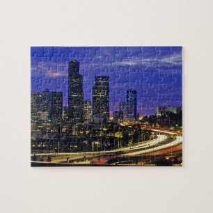 Seattle, Washington skyline 's nachts Legpuzzel