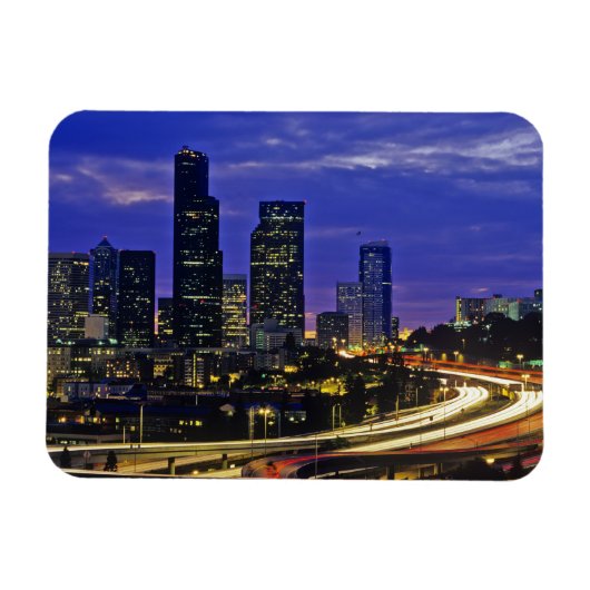 Seattle, Washington skyline 's nachts Magneet (Horizontaal)