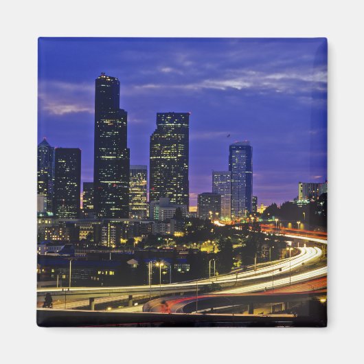 Seattle, Washington skyline 's nachts Magneet (Voorkant)