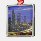 Seattle, Washington skyline 's nachts Metalen Ornament (Links)