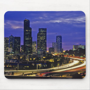 Seattle, Washington skyline 's nachts Muismat