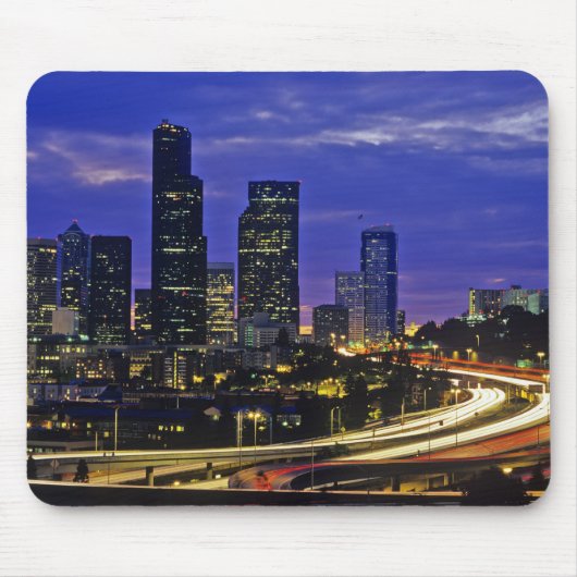 Seattle, Washington skyline 's nachts Muismat (Voorkant)