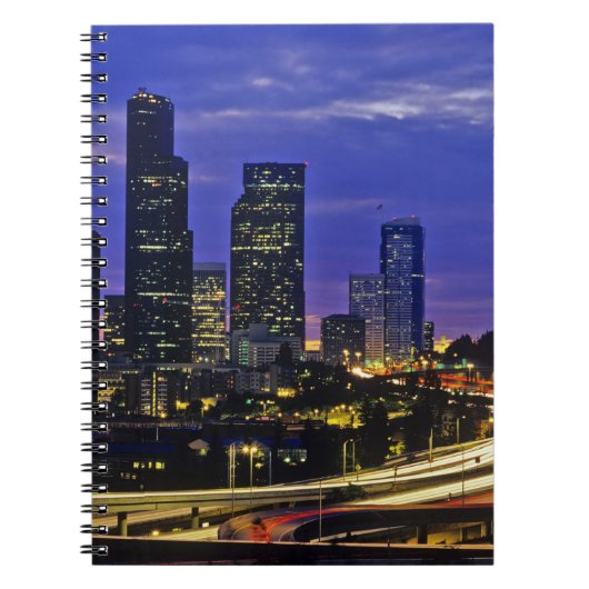 Seattle, Washington skyline 's nachts Notitieboek (Voorkant)