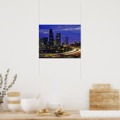 Seattle, Washington skyline 's nachts Poster (Keuken)
