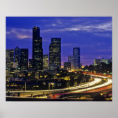 Seattle, Washington skyline 's nachts Poster (Voorkant)