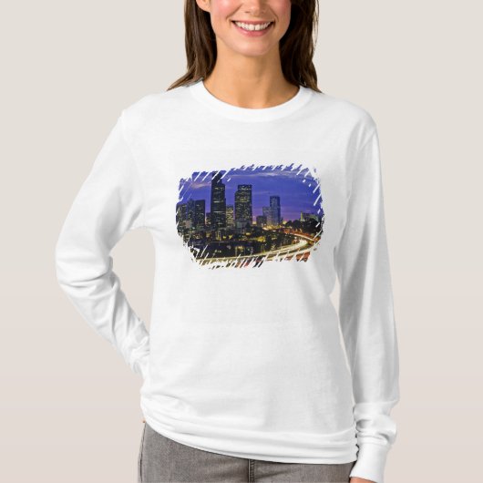 Seattle, Washington skyline 's nachts T-shirt (Voorkant)